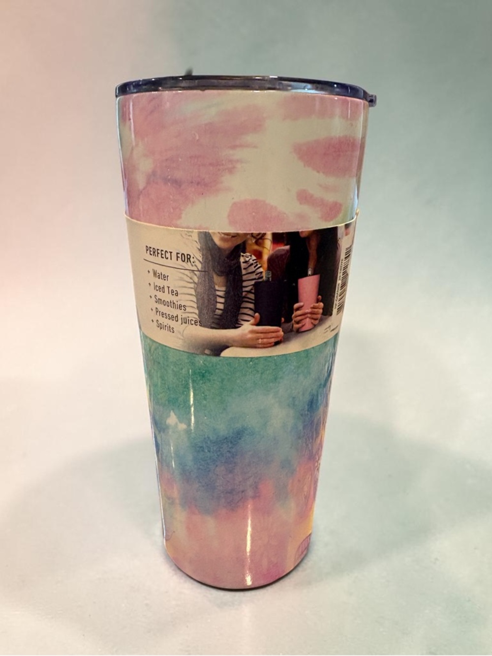 Tie-Dye Insulated Travel Tumbler - Pastel Pink, Teal & Lavender